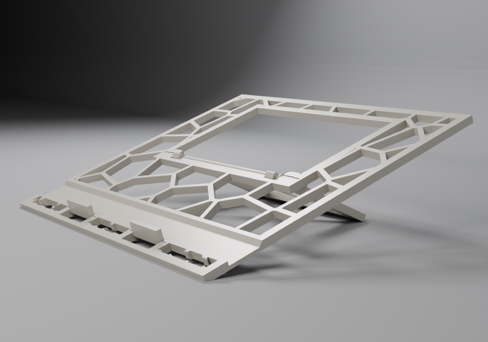 The folding stand: open view, Voronoi deck